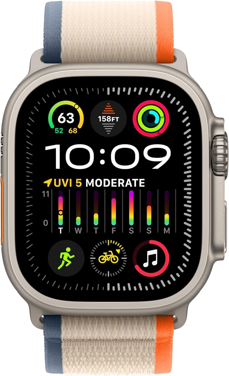 Apple Watch Ultra 2 (GPS + Cellular) 49mm Titanium Case with Orange/Beige Trail Loop - M/L - MRF23LL/A - Image 2