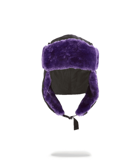 BLACK 3M PURPLE FUR AVIATOR HAT