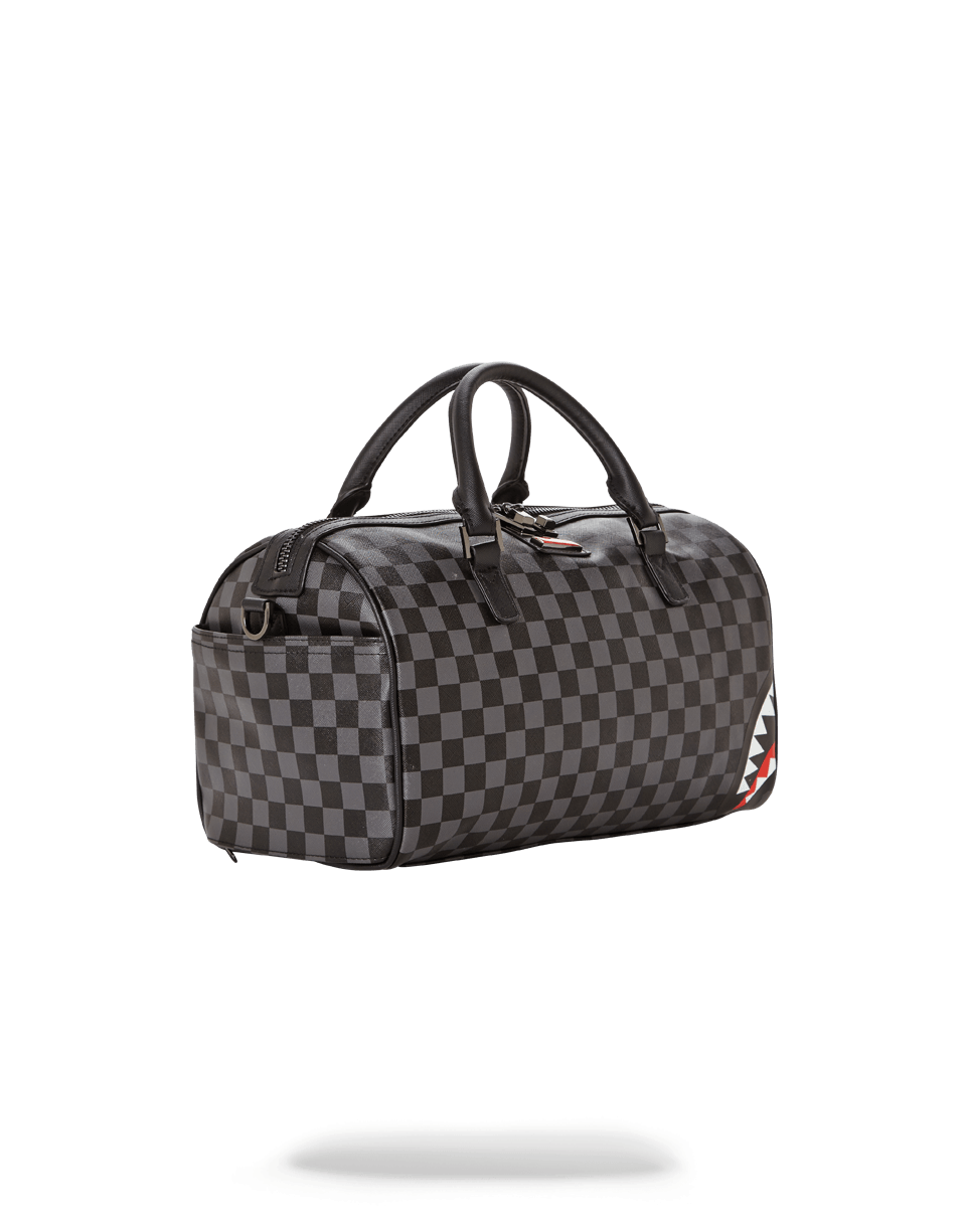 Grey Checkered Sharks in Paris Mini Duffle - Image 2