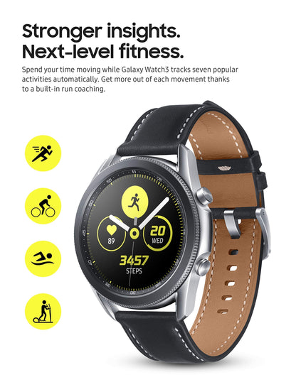 Samsung Galaxy Watch3 SM-R850 41mm Mystic Silver Stainless Steel Case with Black - SM-R850NZSAXAR - Image 6