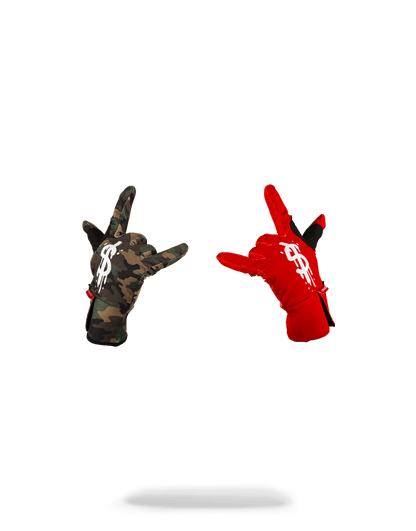 Left Red / Right Camo Money Drips Gloves - Image 3