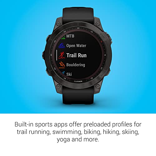Garmin Fenix 7 Sapphire Solar GPS Smartwatch - 47mm - Carbon Gray DLC Titanium w/ Black Band - Image 6
