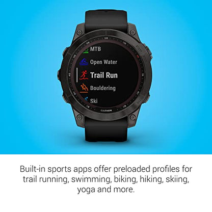 Garmin Fenix 7 Sapphire Solar GPS Smartwatch - 47mm - Carbon Gray DLC Titanium w/ Black Band - Image 6