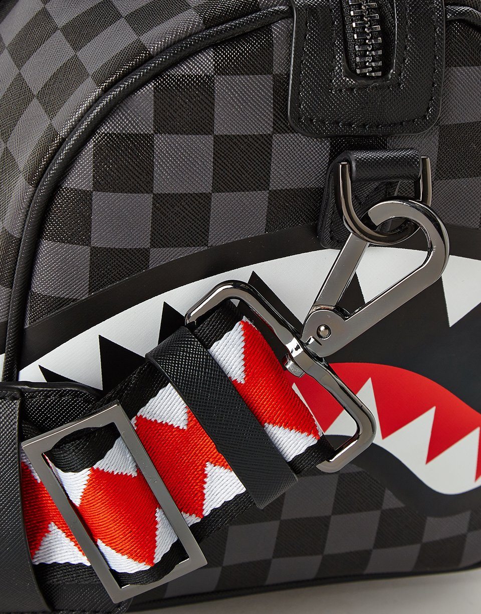 Grey Checkered Sharks in Paris Mini Duffle - Image 6