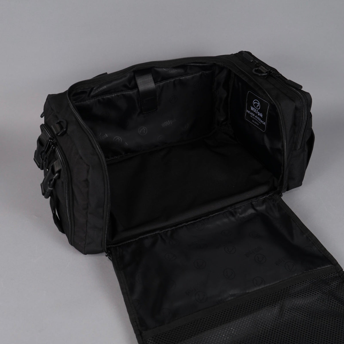 30L Perfect Duffle Bag Alpha Black (3 Pockets w/Full Velcro Front) - Image 25