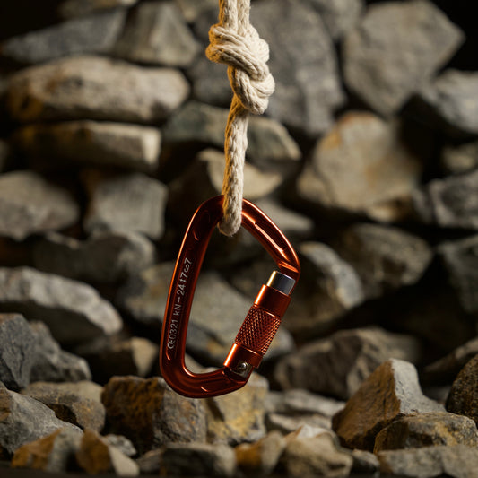 Auto Locking Carabiner Orange & Silver - Image 2