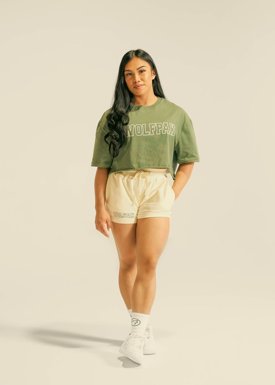 Women's Varsity Cropped Tee Moss Green - Image 4
