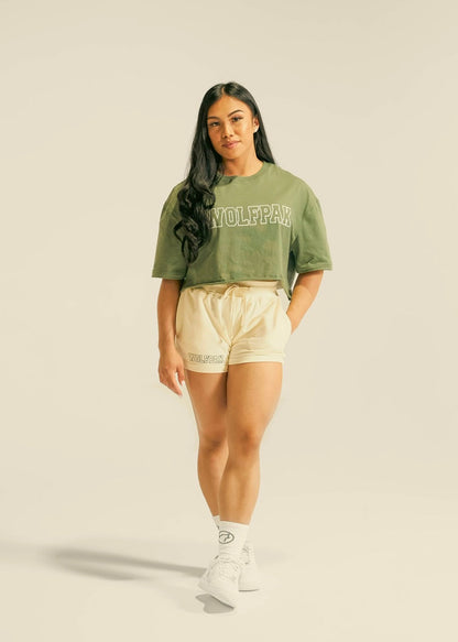 Women's Varsity Cropped Tee Moss Green - Image 4