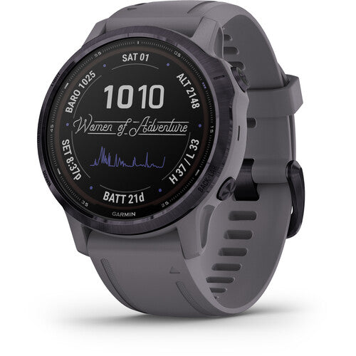 Garmin fenix 6 Multisport GPS Smartwatch 42mm, Solar, Amethyst Steel Shale Gray Band - 010-02409-14 - Image 3
