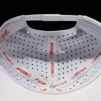 Flat Bill Snapback Hat Arctic White with Blood Orange Accents - Image 5