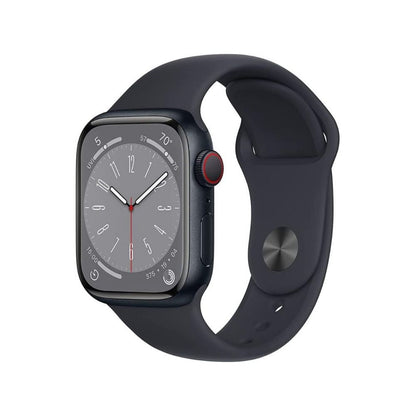 Apple Watch Series 8 (GPS + Cellular) 41mm Midnight Aluminum Case with Midnight Sport Band - S/M - MNUV3LL/A