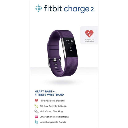 Fitbit Charge 2 HR + Fitness Wristband Watch - Large - Plum - FB407SPML - Image 4