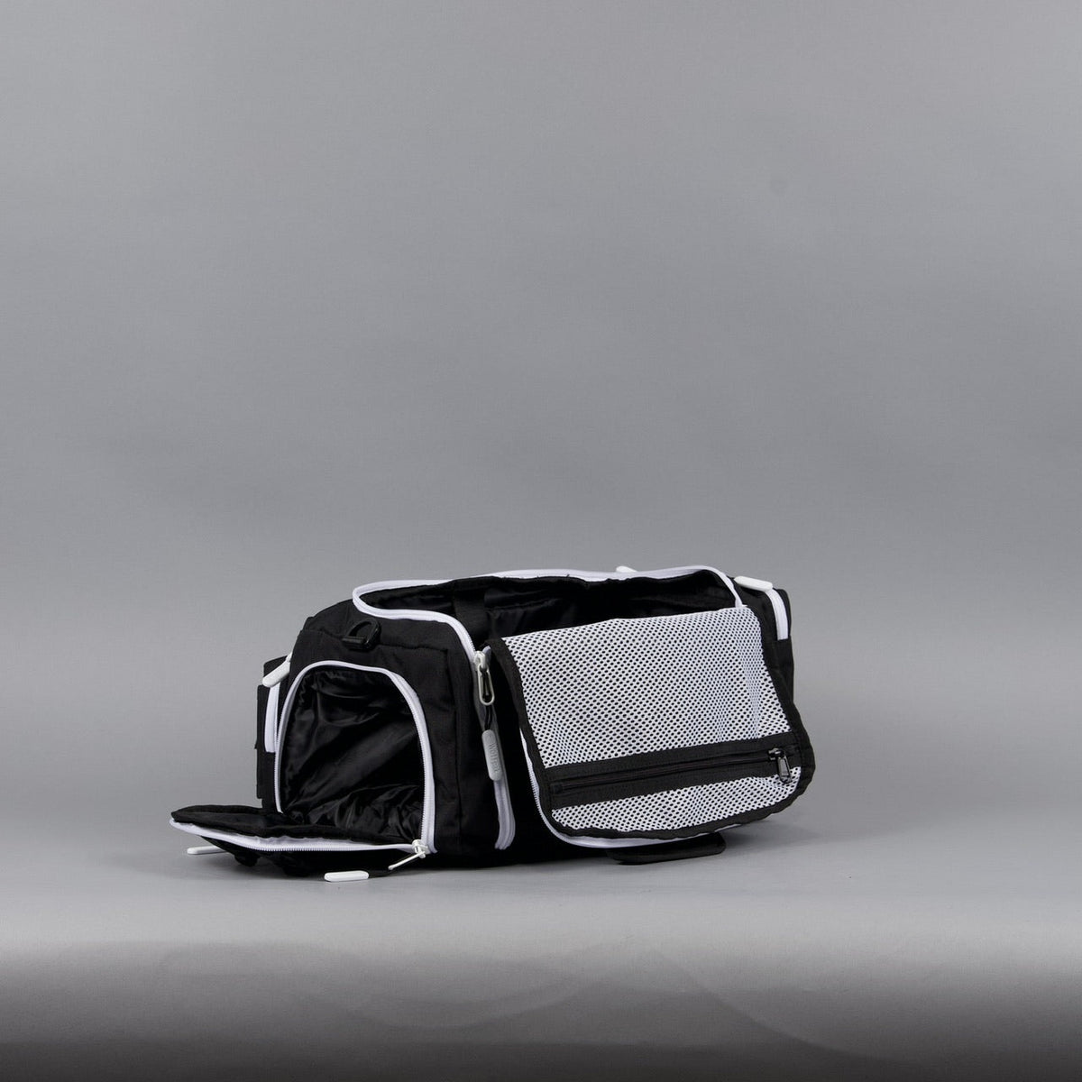 20L Mini Duffle Bag Black with White Accents - Image 37