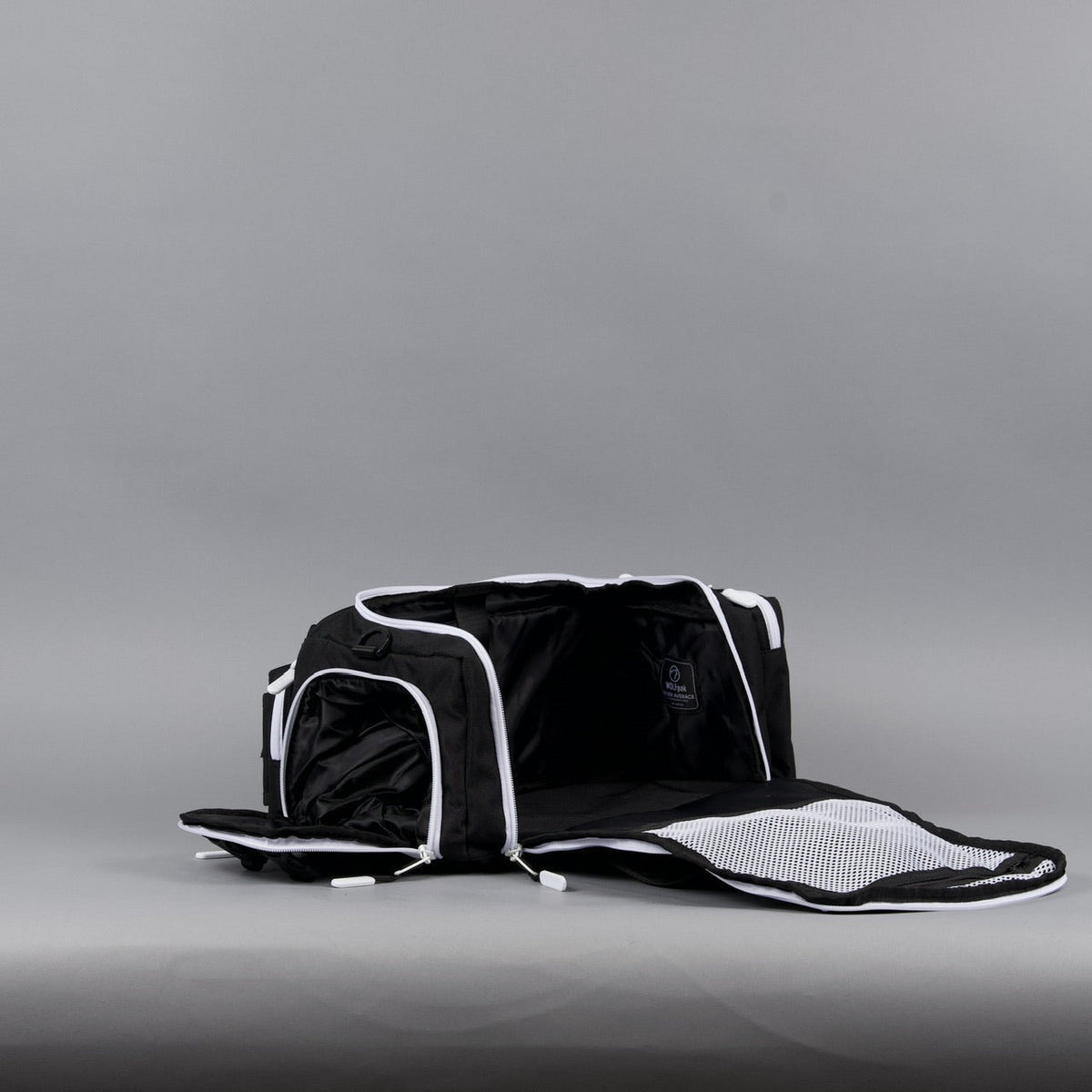20L Mini Duffle Bag Black with White Accents - Image 36