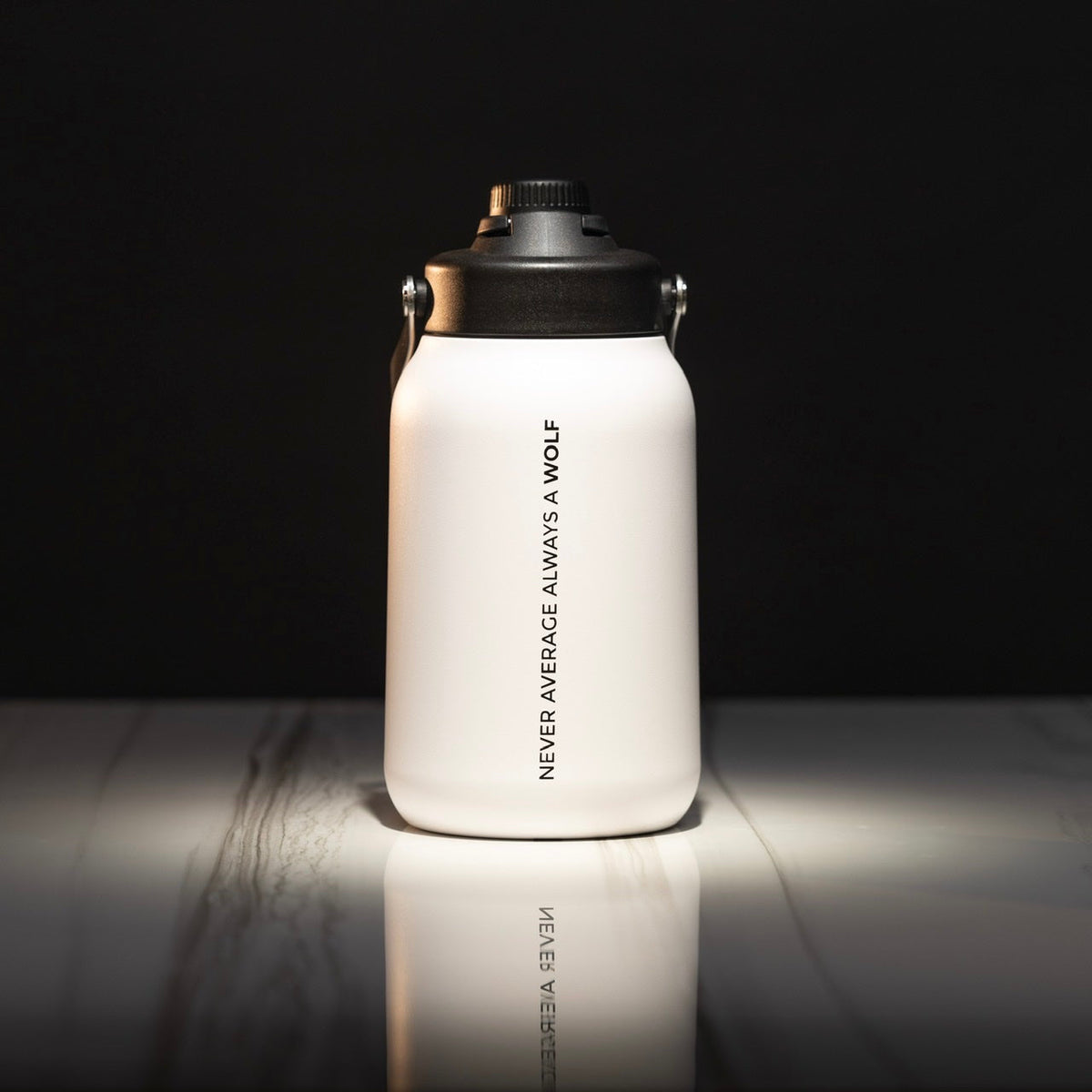 64oz Flask White Black Letters - Image 2