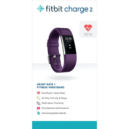 Fitbit Charge 2 HR + Fitness Wristband Watch - Large - Plum - FB407SPML - Image 5