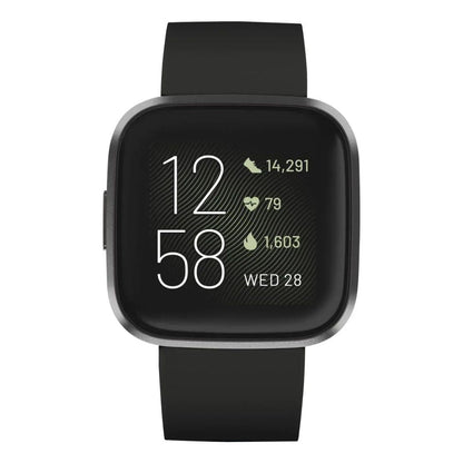 Fitbit Versa 2 - 40mm Aluminum Case - Carbon w Black Silicone Band - FB507BKBK - Image 2