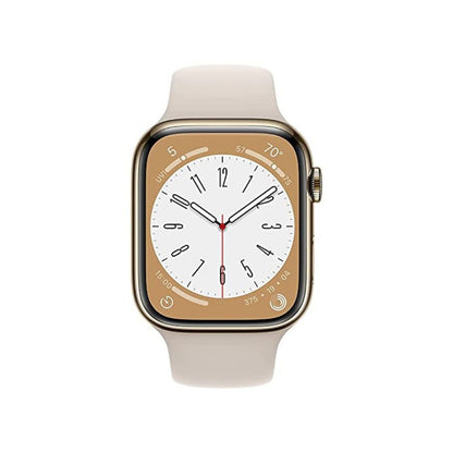 Apple Watch Series 8 (GPS + Cellular) 45mm Gold Stainless Steel Case with Starlight Sportband - S/M - MNVX3LL/A - Image 2