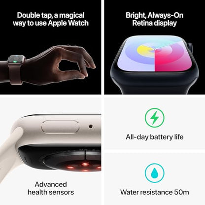 Apple Watch Series 9 (GPS + Cellular) 45mm Starlight Al w/ Starlight Sport Band - S/M - MRM83LL/A - Image 5