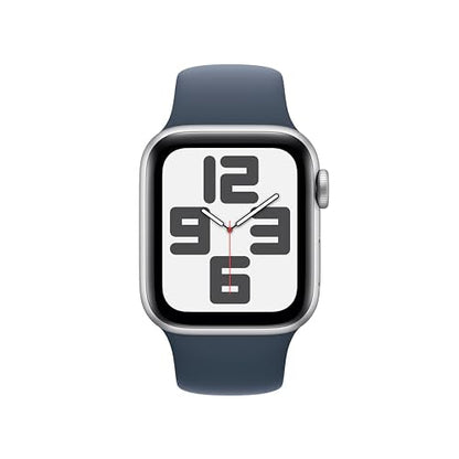 Apple Watch SE 2nd Generation (GPS + Cellular) 40mm Silver Aluminum Case with Storm Blue Sport Band - MRGH3LL/A - Image 2