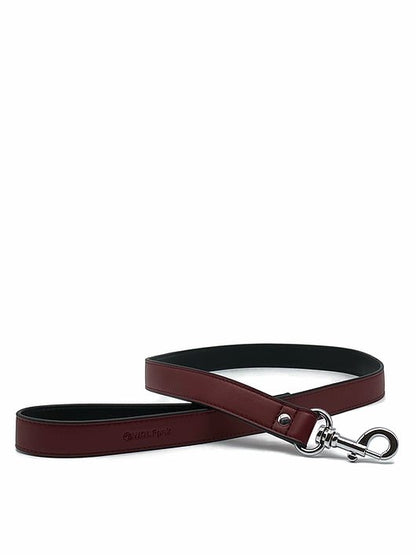 Luxury Dog Leash Burgundy Red & Black - Image 2