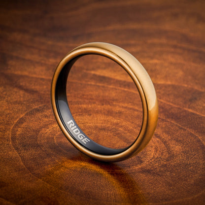 Ridge 4mm Rounded Ring Set - 24K Gold - Image 6