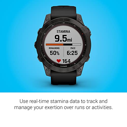 Garmin Fenix 7 Sapphire Solar GPS Smartwatch - 47mm - Carbon Gray DLC Titanium w/ Black Band - Image 5