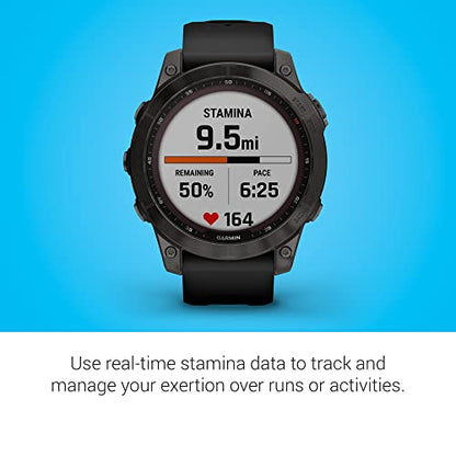 Garmin Fenix 7 Sapphire Solar GPS Smartwatch - 47mm - Carbon Gray DLC Titanium w/ Black Band - Image 5