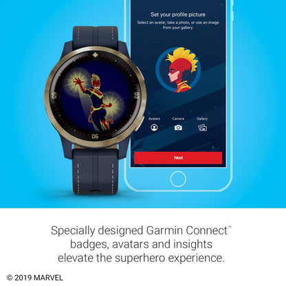 Garmin - Legacy Hero Series Captain Marvel Smartwatch 40mm Fiber - Danvers Blue - 010-02172-41 - Image 6