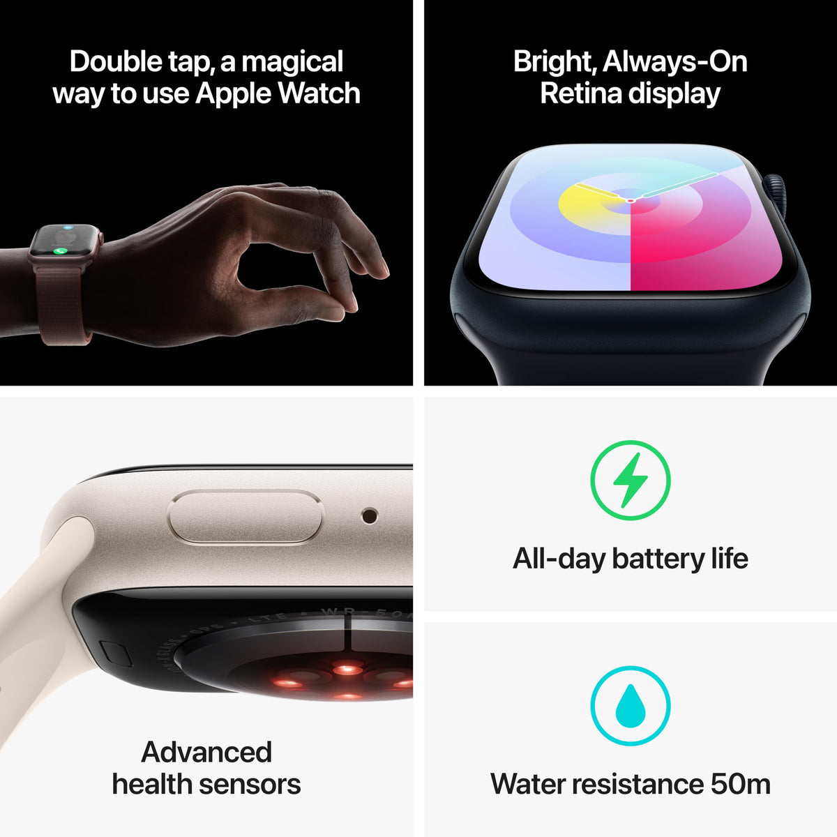 Apple Watch Series 9 (GPS + Cellular) 41mm Silver Aluminum Case with Storm Blue Band - M/L - MRHW3LL/A - Image 5
