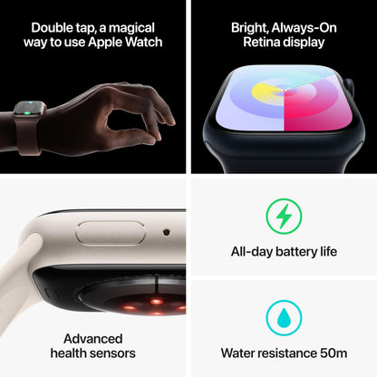 Apple Watch Series 9 (GPS + Cellular) 41mm Silver Aluminum Case with Storm Blue Band - M/L - MRHW3LL/A - Image 5