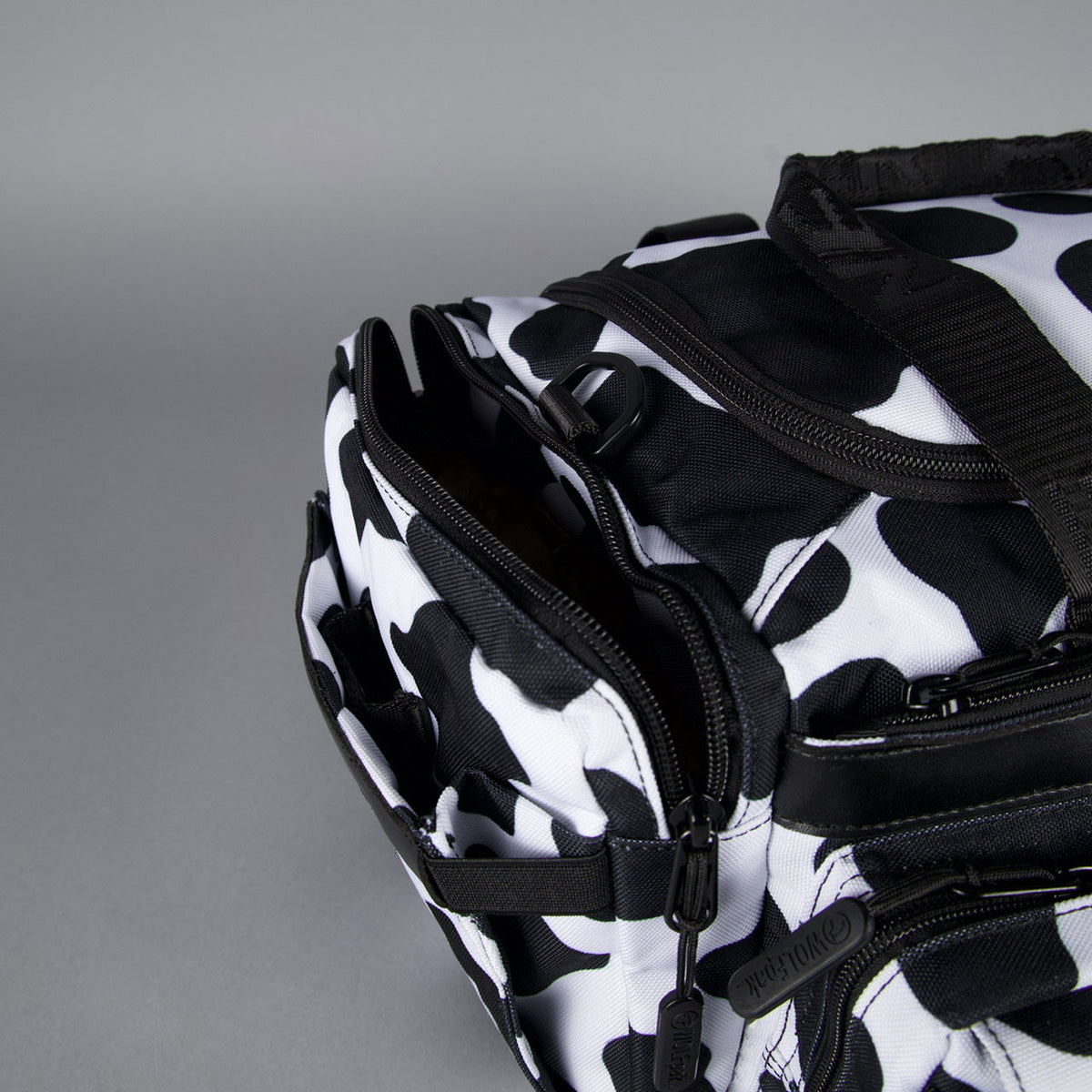 20L Mini Duffle Bag Black White Cow - Image 18