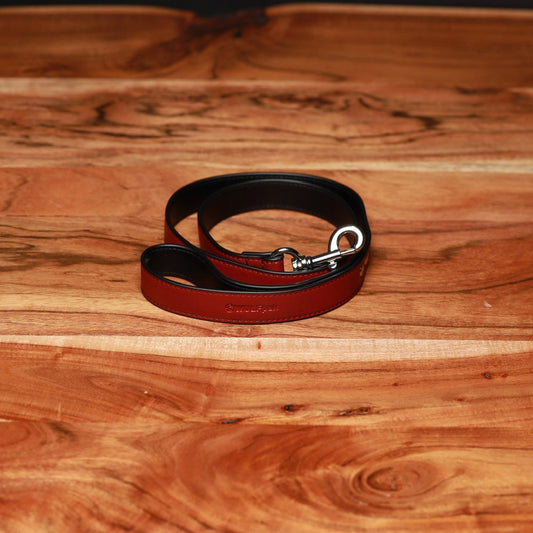 Luxury Dog Leash Burgundy Red & Black