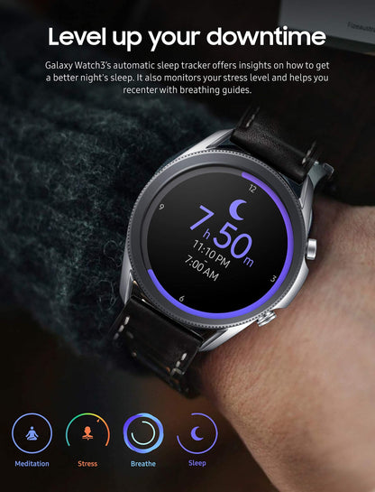 Samsung Galaxy Watch3 SM-R850 41mm Mystic Silver Stainless Steel Case with Black - SM-R850NZSAXAR - Image 7