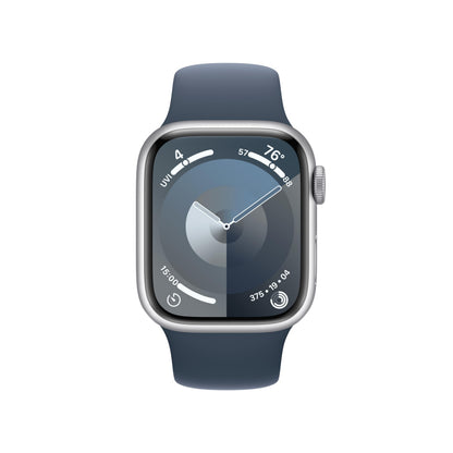Apple Watch Series 9 (GPS + Cellular) 41mm Silver Aluminum Case with Storm Blue Band - M/L - MRHW3LL/A - Image 2