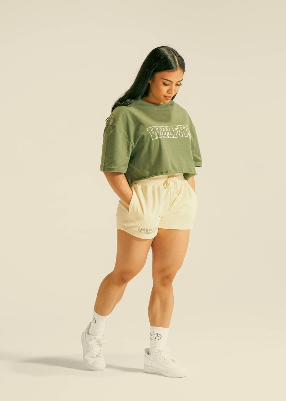 Women's Varsity Cropped Tee Moss Green - Image 3
