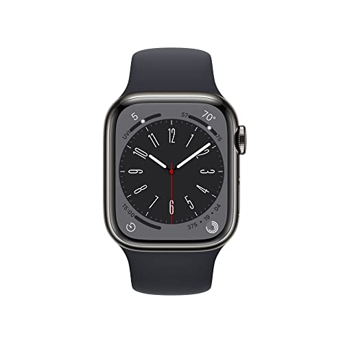 Apple Watch Series 8 GPS + Cellular 41mm Graphite Stainless Steel Case with Midnight Sport Band - M/L - MNVH3LL/A - Image 2