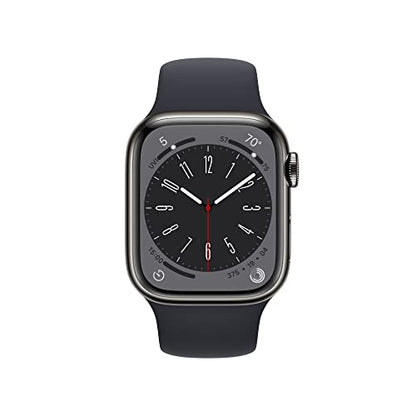 Apple Watch Series 8 GPS + Cellular 41mm Graphite Stainless Steel Case with Midnight Sport Band - M/L - MNVH3LL/A - Image 2