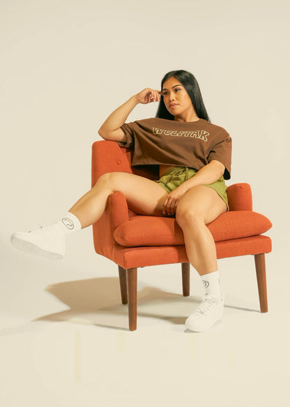 Women's Varsity Cropped Tee Mocha Brown - Image 6