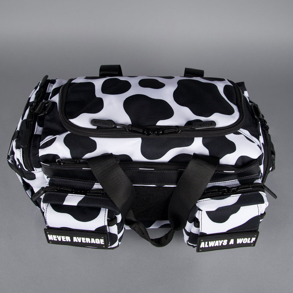 20L Mini Duffle Bag Black White Cow - Image 36