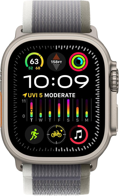 Apple Watch Ultra 2 [GPS + Cellular 49mm] Smartwatch with Rugged Titanium Case & Green/Grey Trail Loop M/L - Image 2