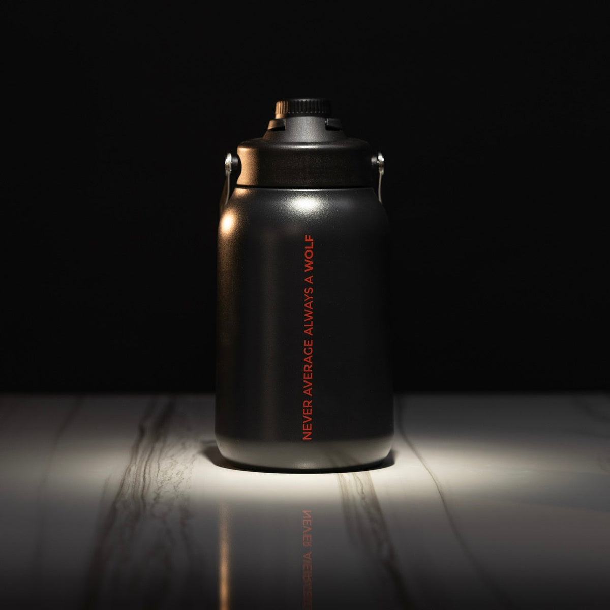 64oz Flask Black Red Letters - Image 2
