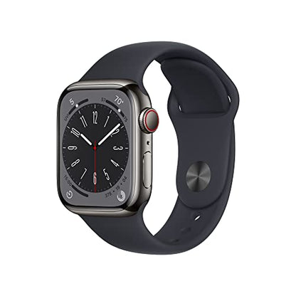 Apple Watch Series 8 GPS + Cellular 41mm Graphite Stainless Steel Case with Midnight Sport Band - M/L - MNVH3LL/A