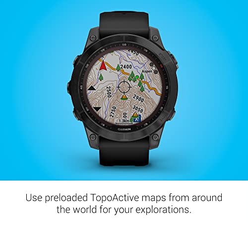 Garmin Fenix 7 Sapphire Solar GPS Smartwatch - 47mm - Carbon Gray DLC Titanium w/ Black Band - Image 4