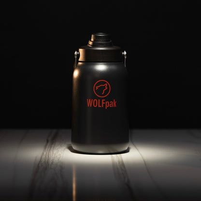 64oz Flask Black Red Letters