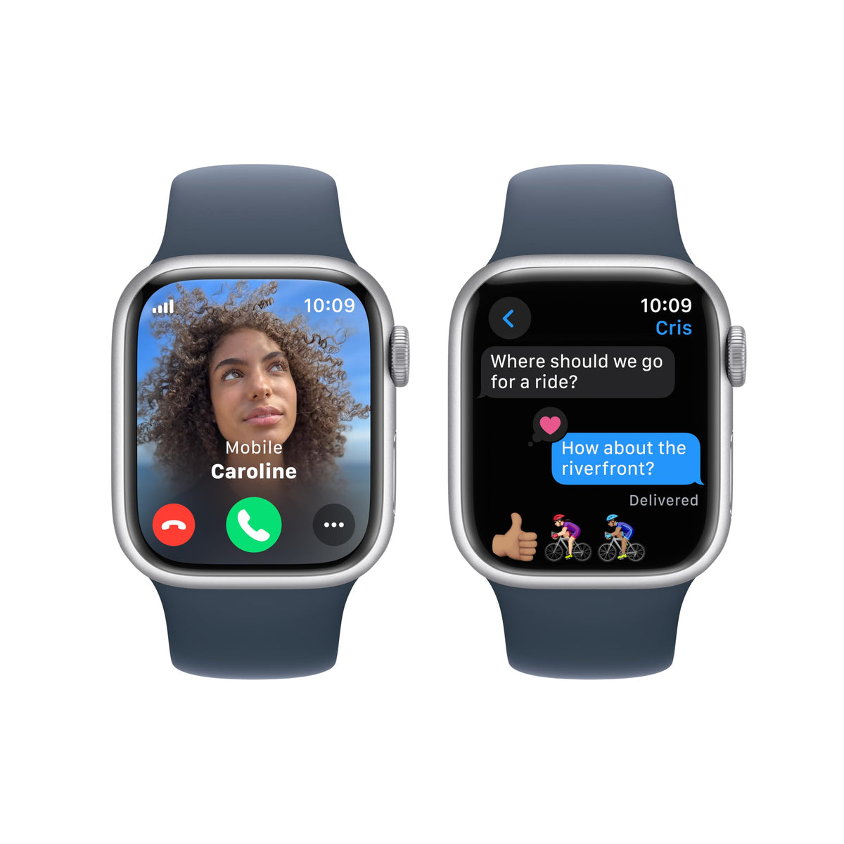 Apple Watch Series 9 (GPS + Cellular) 41mm Silver Aluminum Case with Storm Blue Band - M/L - MRHW3LL/A - Image 4