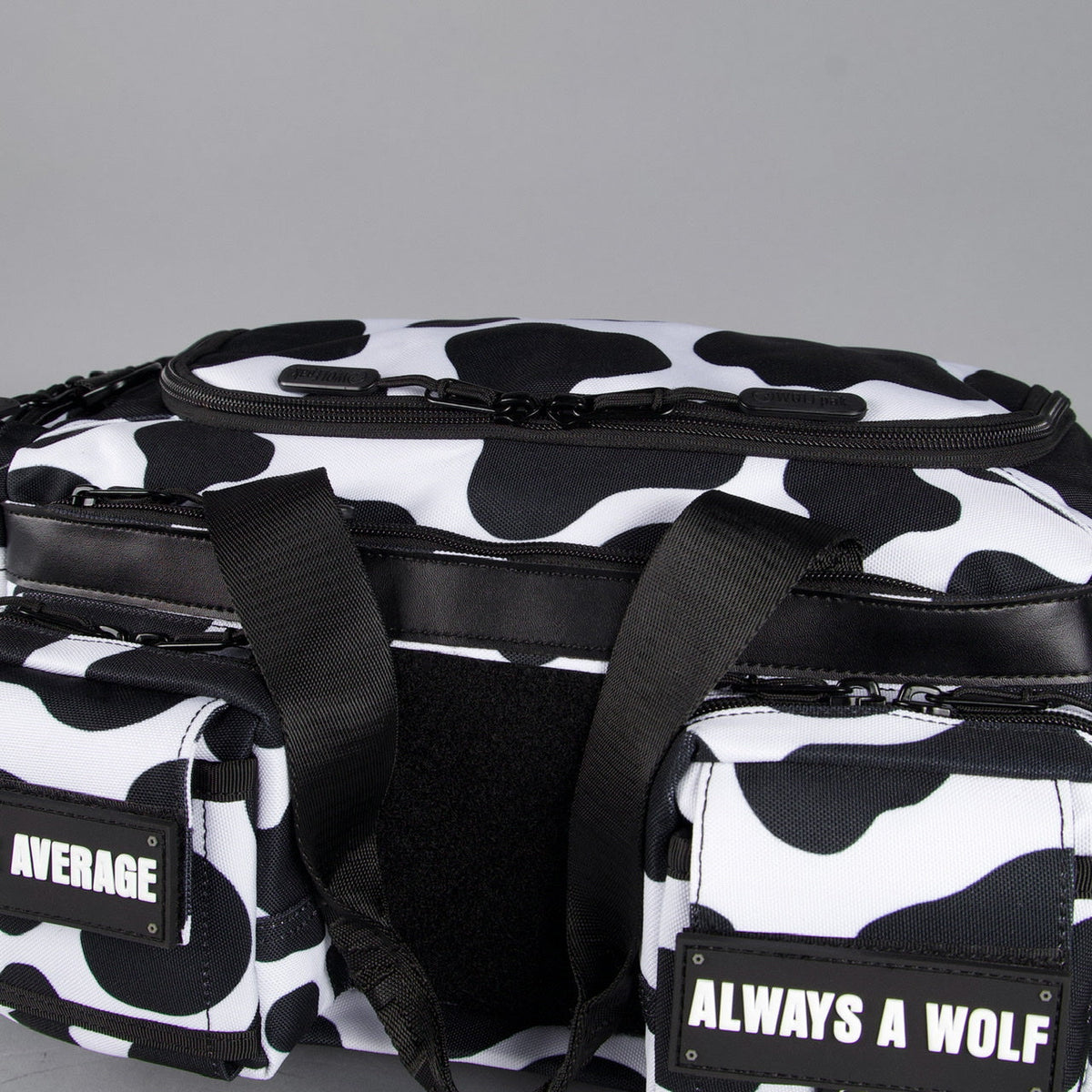 20L Mini Duffle Bag Black White Cow - Image 20