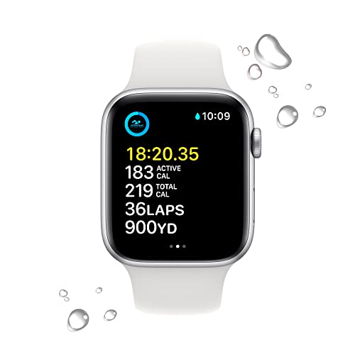Apple Watch SE 2nd Generation (GPS) 44mm Aluminum Case with White Sport Band - M/L - Silver - MNTJ3LL/A - Image 3