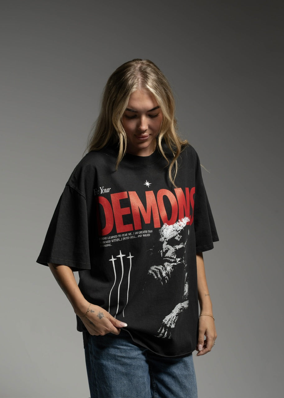 Face Em Graphic T-Shirt Face Your Demons - Image 5