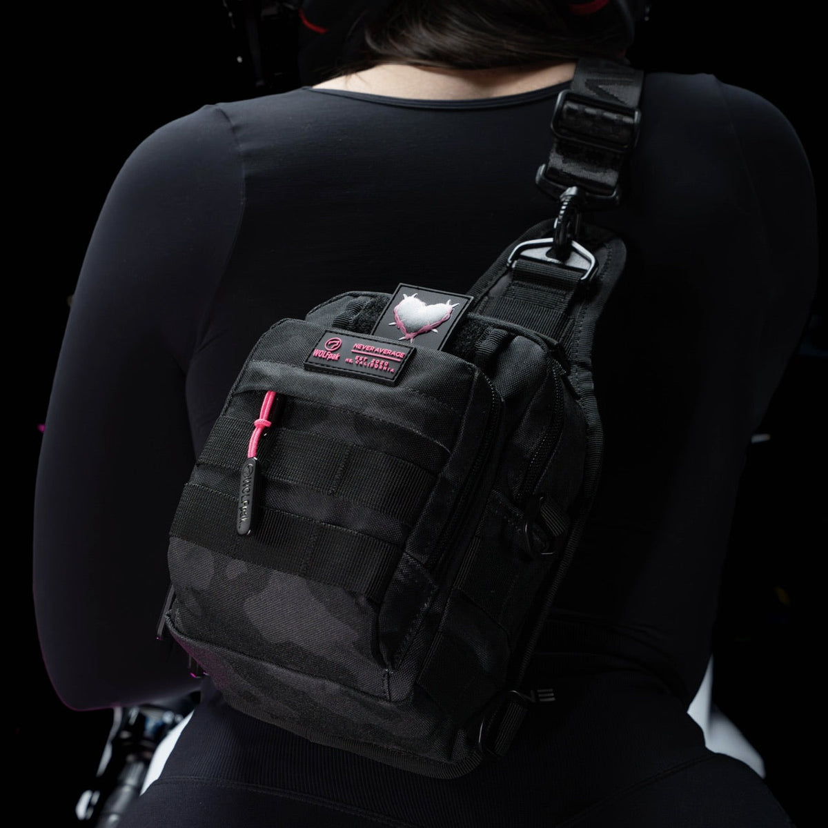 4L Mini Tactical Sling Bag Black Hearts - Image 6